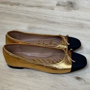 Sam Edelman Ballet Flat 7.5 Gold and Black EUC